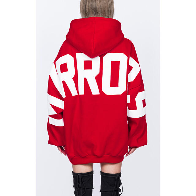 MIRROR9 Embroidery logo hoodie レッド　L