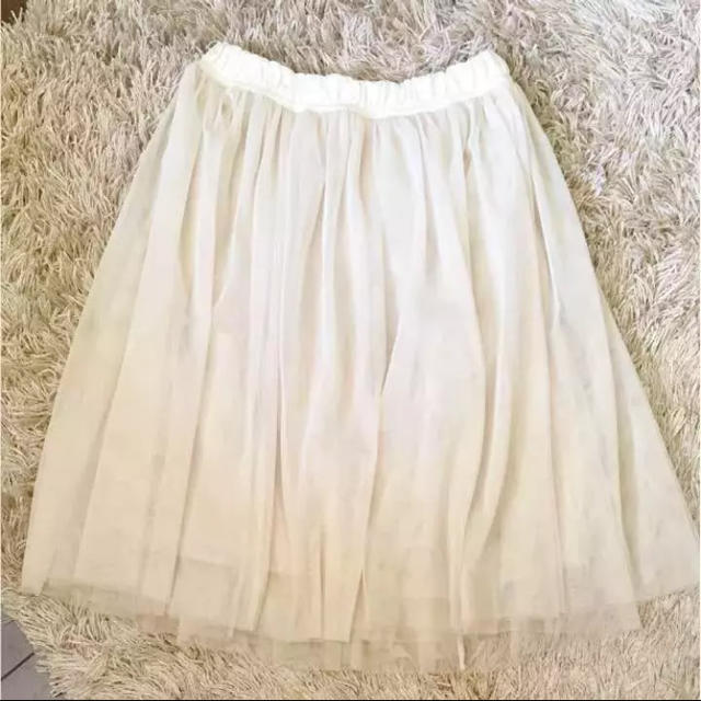 ＊チュールスカート＊オフホワイト レディースのスカート(ひざ丈スカート)の商品写真