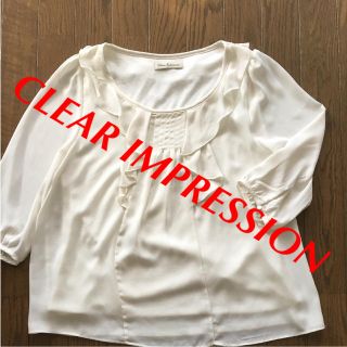 クリアインプレッション(CLEAR IMPRESSION)のCLEAR IMPRESSION ブラウス カットソー オフホワイト 七分袖 M(カットソー(長袖/七分))