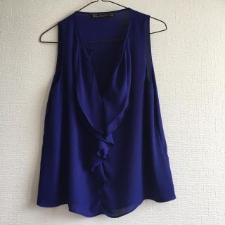 ザラ(ZARA)のZara ノースリーブブラウス ブルー(シャツ/ブラウス(半袖/袖なし))