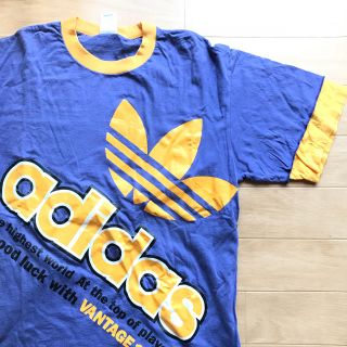 アディダス(adidas)の90s adidas 日本製  デカロゴ Tシャツ M-L パープル(Tシャツ(半袖/袖なし))