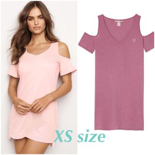 ヴィクトリアズシークレット(Victoria's Secret)の新品 ヴィクトリアシークレット オフショル Tシャツ ピンク ワンピ ロング丈(ルームウェア)