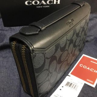 セールCOACH/コーチ長財布 ダブルジップ F93240 ブラウンメンズ