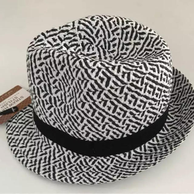 サマーハット ペーパーハット 中折れ 折り畳み可能 黒白 レディースの帽子(ハット)の商品写真