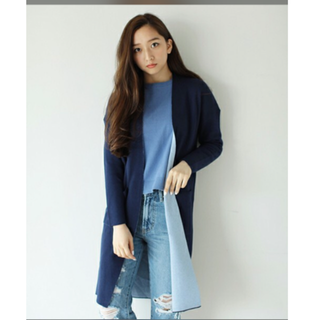 アズールバイマウジー(AZUL by moussy)のAZUL by moussy ＊  14G接結Wフェイス長袖ガウン(カーディガン)