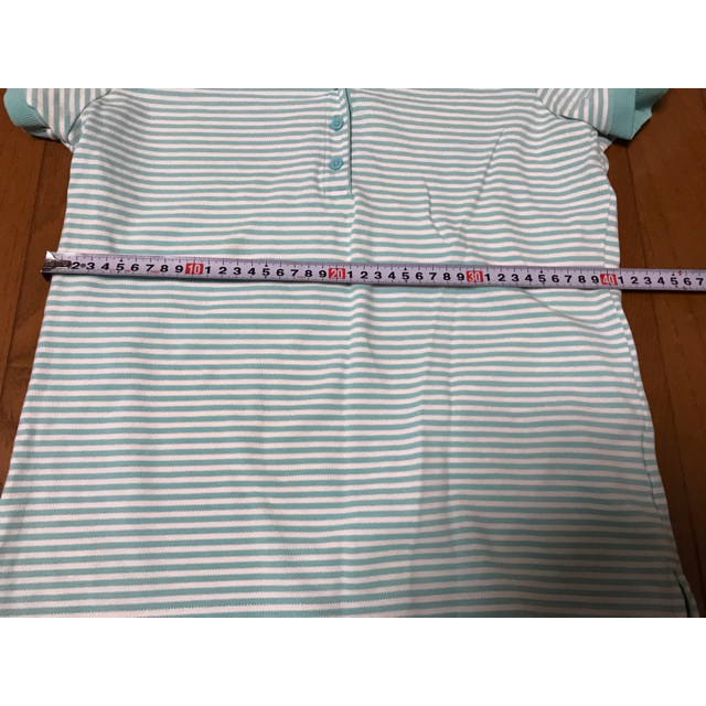 UNIQLO(ユニクロ)のユニクロ グリーンボーダー ポロシャツ L☆ レディースのトップス(ポロシャツ)の商品写真