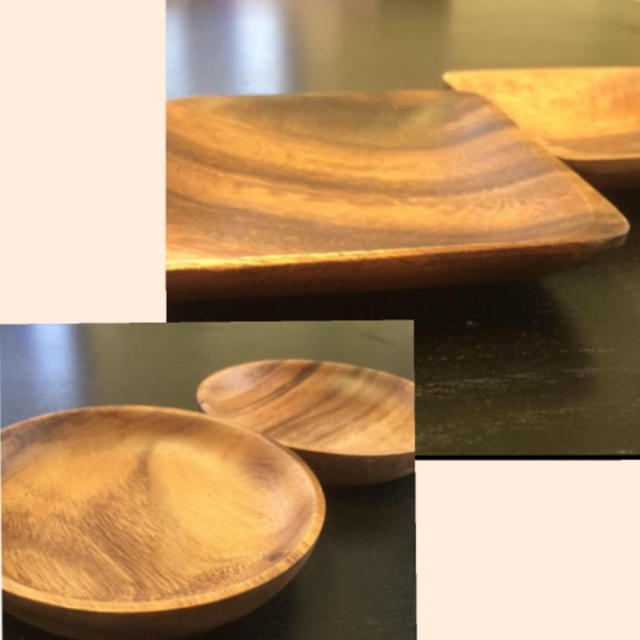 4枚セット✨ アカシア製 木製 小皿 ディッシュ テーブル おしゃれ インテリア/住まい/日用品のキッチン/食器(食器)の商品写真