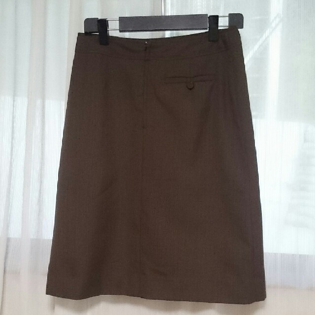 TOMORROWLAND(トゥモローランド)の細かいギンガムチェック ブラウンカラー 茶色 スカート ボックス 台形 スカート レディースのスカート(ひざ丈スカート)の商品写真
