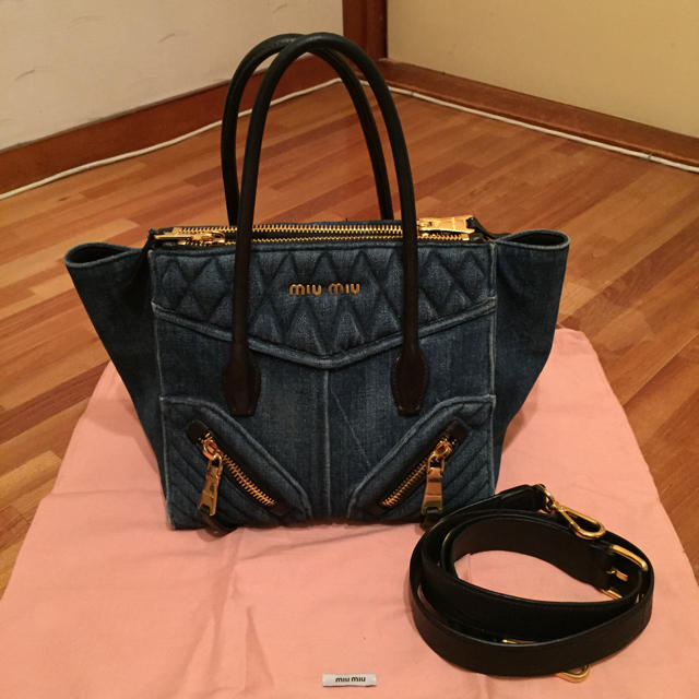 miumiu バイカートートバッグ ミュウミュウ デニム バッグ-