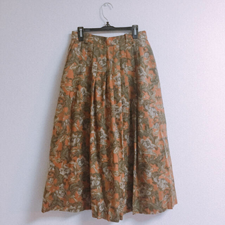 フラワー(flower)のused 美品 花柄 プリーツスカート vintage(ロングスカート)