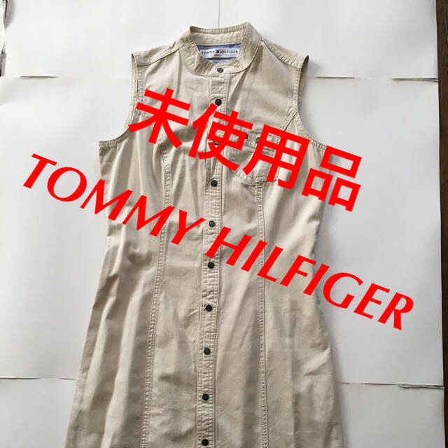 TOMMY HILFIGER(トミーヒルフィガー)のTOMMY HILFIGER ワンピース 綿 M 未使用 トミー ベージュ レディースのワンピース(ひざ丈ワンピース)の商品写真