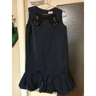 ランバンオンブルー(LANVIN en Bleu)の☆ローズ9450様専用☆ランバン ビジュー付きリボンワンピース(ひざ丈ワンピース)