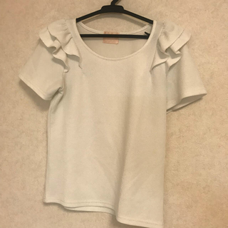 エムズエキサイト(EMSEXCITE)の白Ｔシャツ  フリル(Tシャツ(半袖/袖なし))