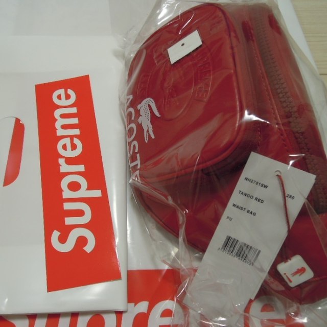 赤 SUPREME LACOATE WAIST BAG RED