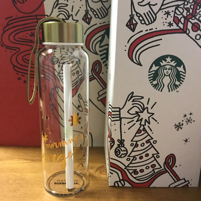Starbucks Coffee - ホリデー 2017 レザーストラップ グラスウォーターボトル 296mlの通販 by きらきらひかる's  shop｜スターバックスコーヒーならラクマ