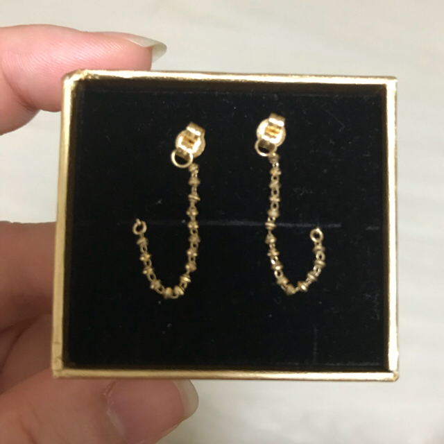 ete エテ グレイン 18k チェーン ピアス