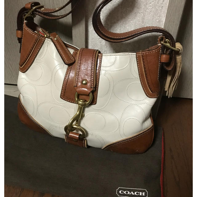 良品☆ホワイト&ブラウンレザー 2way ショルダー  バック COACH