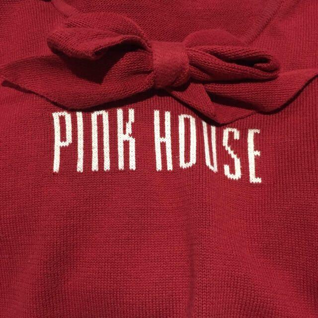 PINK HOUSE(ピンクハウス)のPINK HOUSE セーター リボン 赤色 レッド 綿 コットン スプリング レディースのトップス(ニット/セーター)の商品写真