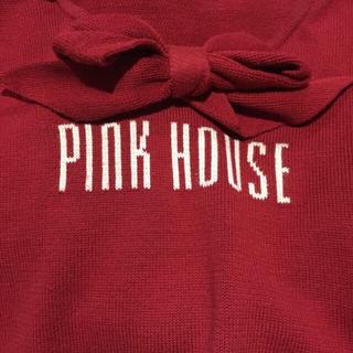 ピンクハウス(PINK HOUSE)のPINK HOUSE セーター リボン 赤色 レッド 綿 コットン スプリング(ニット/セーター)