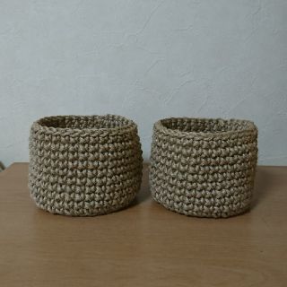 麻ひも マルチバスケット2個セット(ハンドメイド)(バスケット/かご)