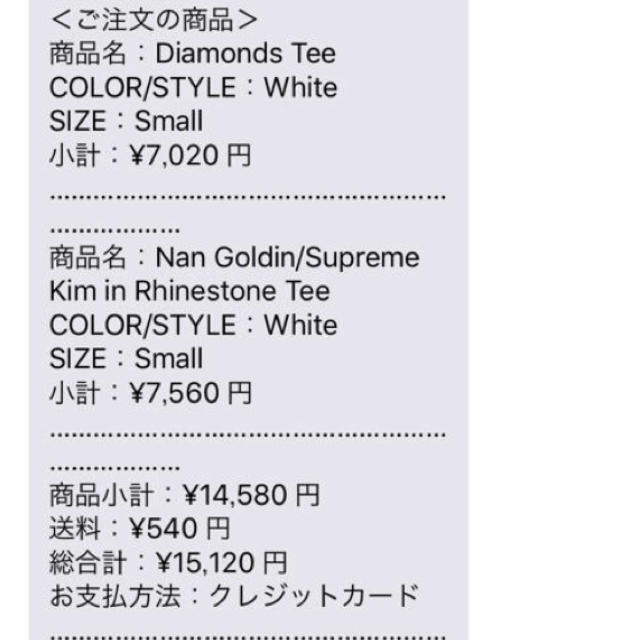 Supreme(シュプリーム)のシュプリーム Nan Goldin Tシャツ Sサイズ メンズのトップス(Tシャツ/カットソー(半袖/袖なし))の商品写真