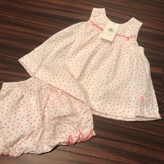 プチバトー(PETIT BATEAU)のプチバトー 17SS ポプリンフラワープリントワンピース&ブルマ 6m(ワンピース)