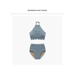 オオトロ(OHOTORO)のOHOTORO bohemian knit bikini(blue)(水着)