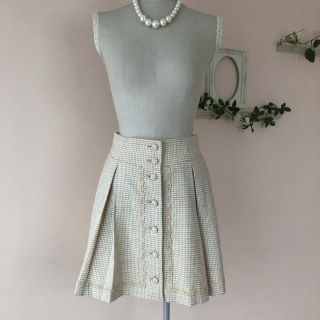 レストローズ(L'EST ROSE)の美品◆レストローズ◆ホワイトひざ丈プリーツスカート(ひざ丈スカート)