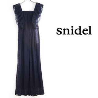 スナイデル(SNIDEL)の snidel  レースロンパース ネイビー 0サイズ(オールインワン)