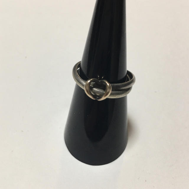 K10 ４°C silver 刻印 コンビリング 指輪 ハートデザイン 12号