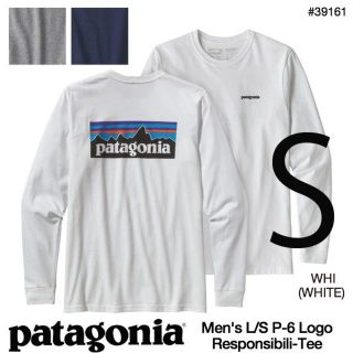 パタゴニア(patagonia)の新品 S 即日発送パタゴニア JPサイズM P6 ロゴ 長袖Tシャツ白2018(Tシャツ/カットソー(七分/長袖))