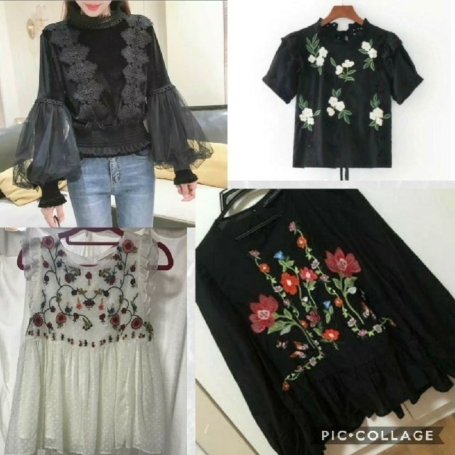 ZARA(ザラ)のZARA トップス ブラウス 刺繍 春夏  レディースのトップス(シャツ/ブラウス(長袖/七分))の商品写真