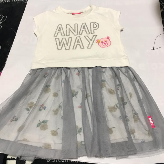 ANAP Kids(アナップキッズ)の美品。ANAP WAYチュールワンピース 110 キッズ/ベビー/マタニティのキッズ服女の子用(90cm~)(ワンピース)の商品写真