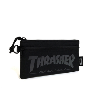 スラッシャー(THRASHER)の【THRASHER】”スマホ操作可能”マルチポーチ［BK/BKクリアロゴ］(iPhoneケース)