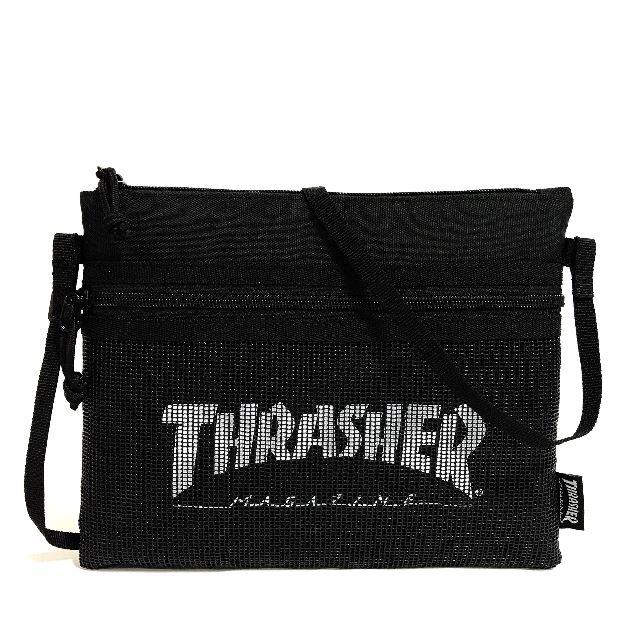 THRASHER(スラッシャー)の【THRASHER】サコッシュショルダー［BK/WHメッシュ］ メンズのバッグ(ショルダーバッグ)の商品写真