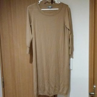 ユニクロ(UNIQLO)のお値下げユニクロ　Lサイズ　ニット　ワンピース　キャメル　七分丈(ニット/セーター)