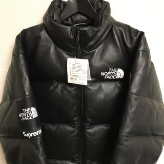 シュプリーム(Supreme)のSupreme TNF leather nuptse jacket(ダウンジャケット)