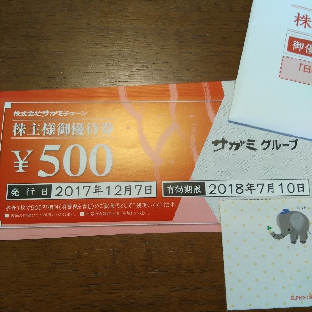 ★サガミ株主優待券 5000円分 送料無料の通販 by あおい's shop｜ラクマ