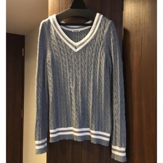 フリークスストア(FREAK'S STORE)のコットン Vネック ケーブル ニット ♡ グレー(ニット/セーター)