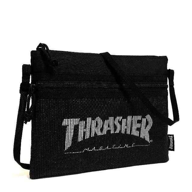 THRASHER(スラッシャー)の【スラッシャー】サコッシュショルダー［BK/WH(メッシュ)］ メンズのバッグ(ショルダーバッグ)の商品写真