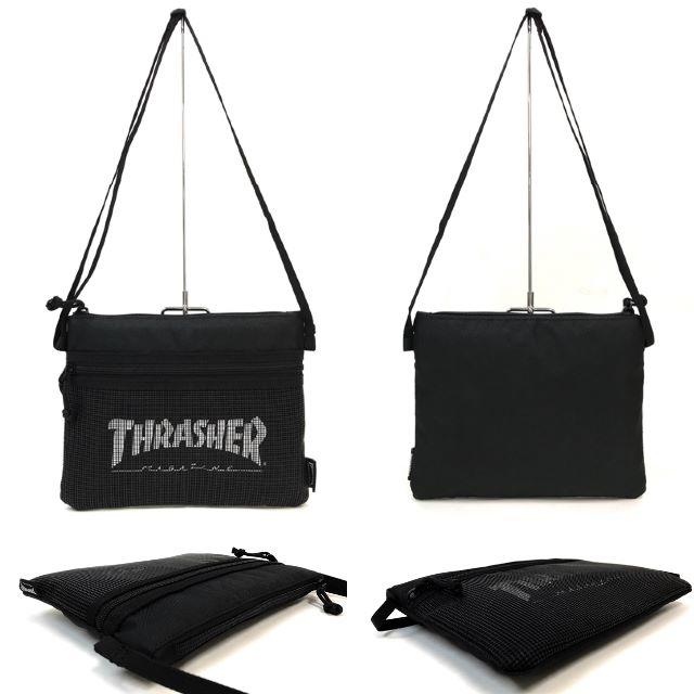 THRASHER(スラッシャー)の【スラッシャー】サコッシュショルダー［BK/WH(メッシュ)］ メンズのバッグ(ショルダーバッグ)の商品写真