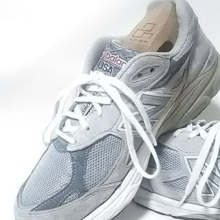 ニューバランス(New Balance)の定3万USA製限定!ニューバランス990レザー大人のスニーカー希少灰銀1300(スニーカー)