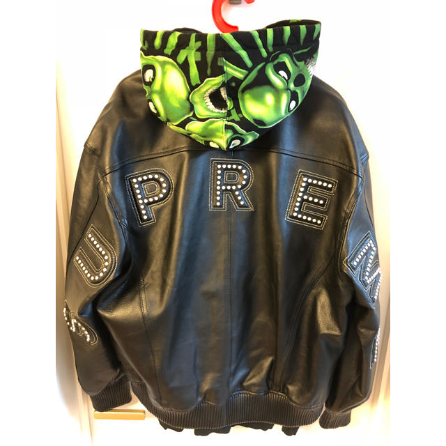 studded arc logo leather jacket