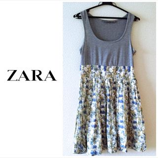 ザラ(ZARA)のZARA 花柄切替ワンピース(ひざ丈ワンピース)