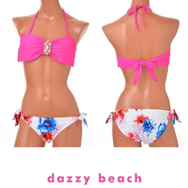 dazzy store(デイジーストア)のDazzy store ビジューリボンフラワー柄バンドゥビキニ レディースの水着/浴衣(水着)の商品写真