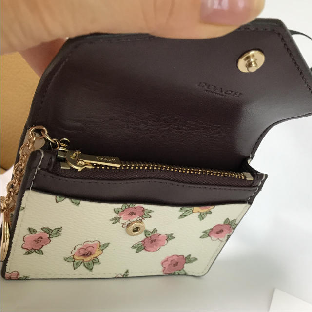 COACH - 新品！コーチ かわいい花柄コイン&カードケース！キーリングの