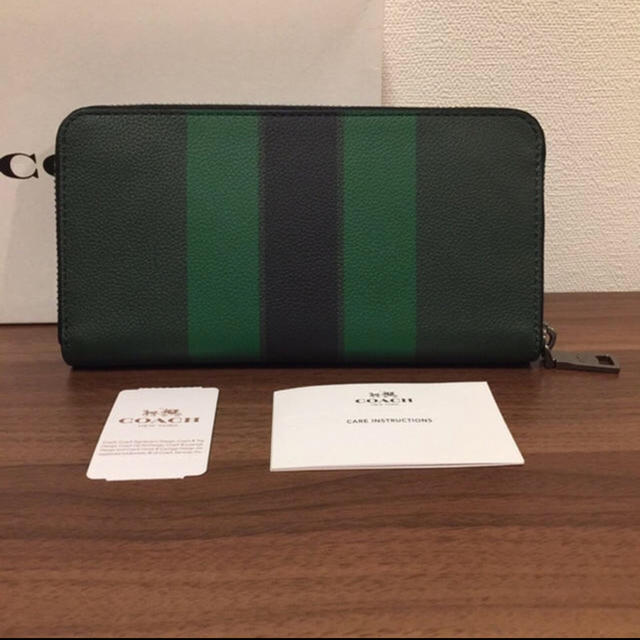 COACH - COACH コーチ メンズ 長財布 グリーン ストライプ 緑の通販 by