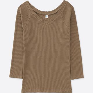 ユニクロ(UNIQLO)のLUNA様 ユニクロ リブバレエネックT L(Tシャツ(長袖/七分))