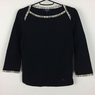 バーバリー(BURBERRY)の美品 BURBERRY London 7分袖カットソー ブラック サイズ1(カットソー(長袖/七分))