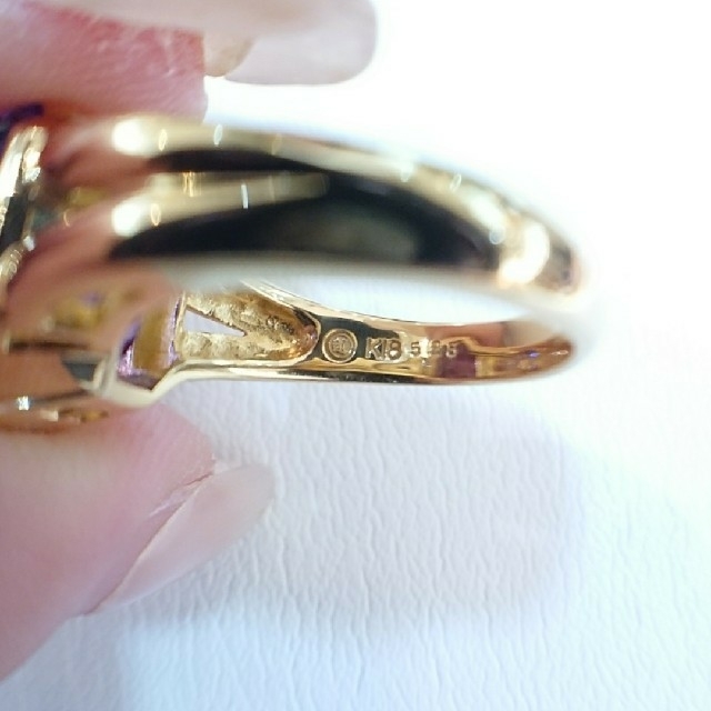 SAKURA様専用です✨18金 アメジスト ダイヤモンド リング ゴールド レディースのアクセサリー(リング(指輪))の商品写真